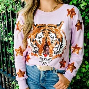 Queen of Sparkles Lavender Tiger Sweater